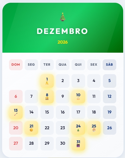 Calendário 2026 Dezembro 
