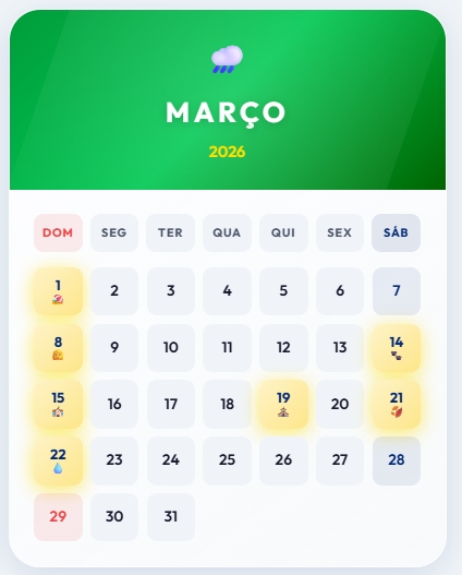 Calendario 2026 Março 