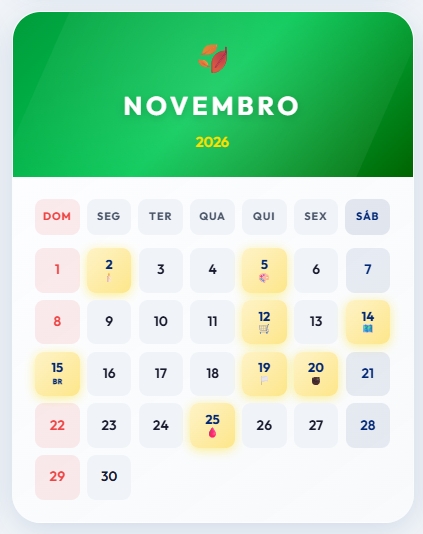 Calendário 2026 Novembro 